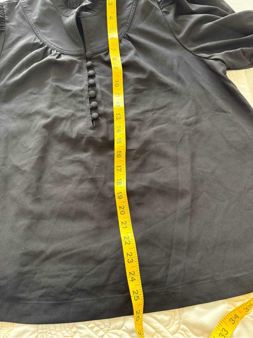 Pomander Place-Womens Black Ruffle Collar Button-Front Top - Picture 7 of 9
